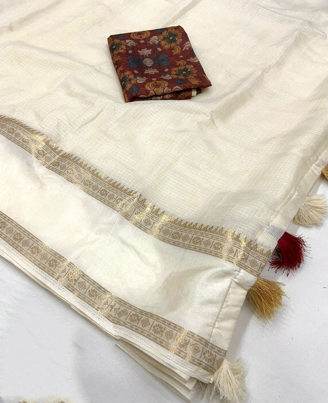 Color Capture White Kota Silk Saree