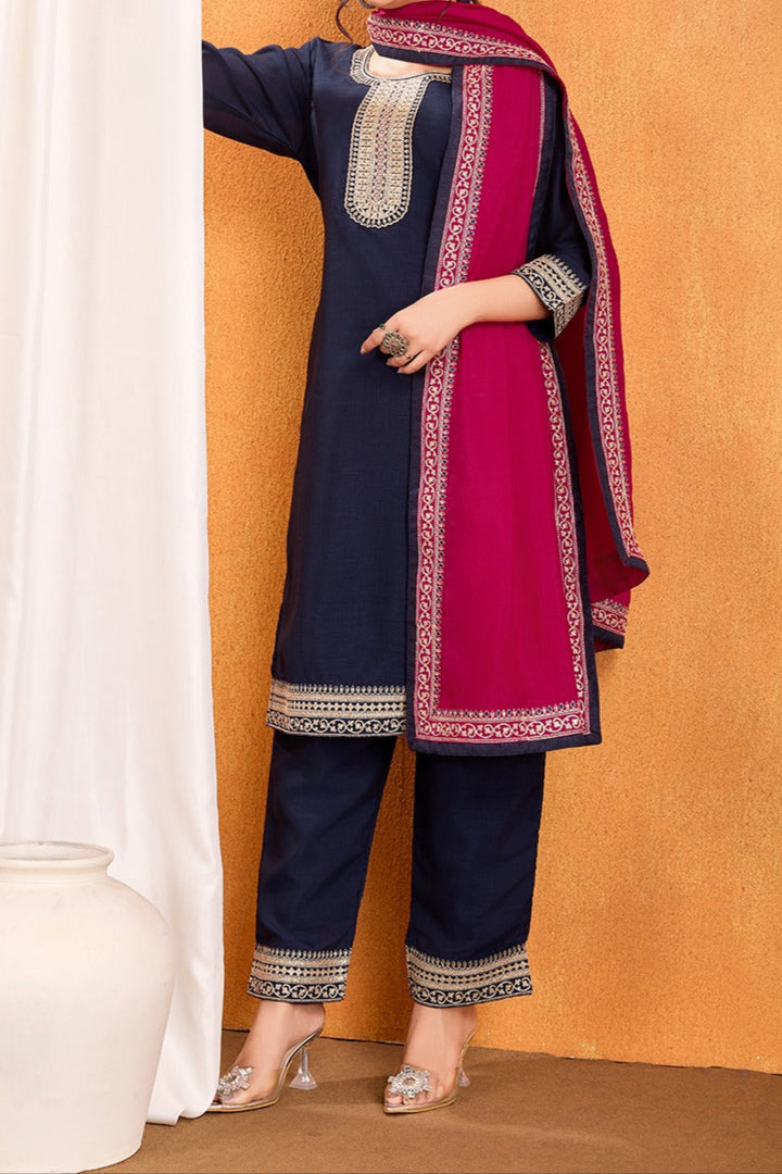 Boogying With Dusk Silk Kurti Set