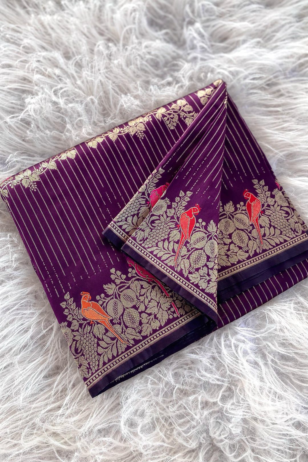 Little Talks Banarasi Mushru Satin  Silk Saree