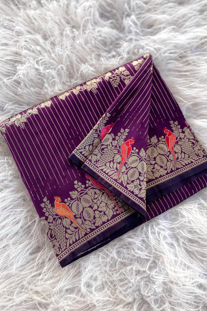 Little Talks Banarasi Mushru Satin  Silk Saree