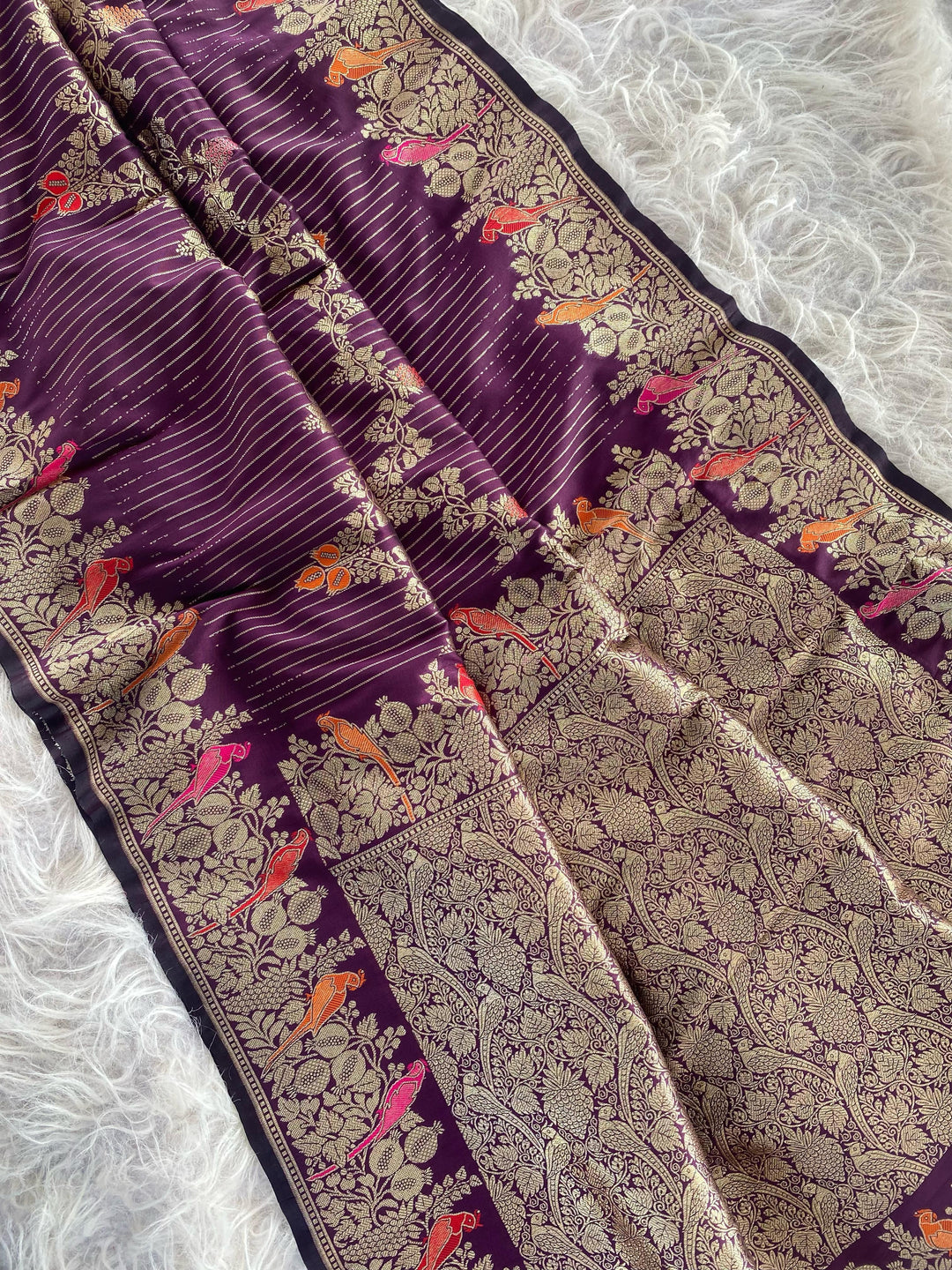 Little Talks Banarasi Mushru Satin  Silk Saree