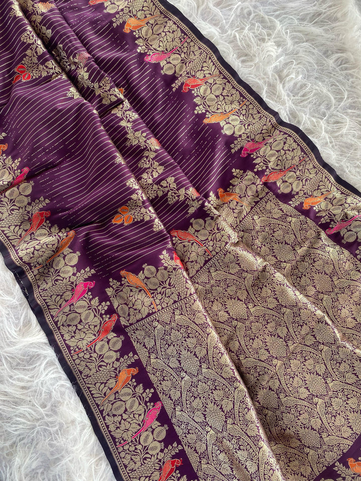 Little Talks Banarasi Mushru Satin  Silk Saree