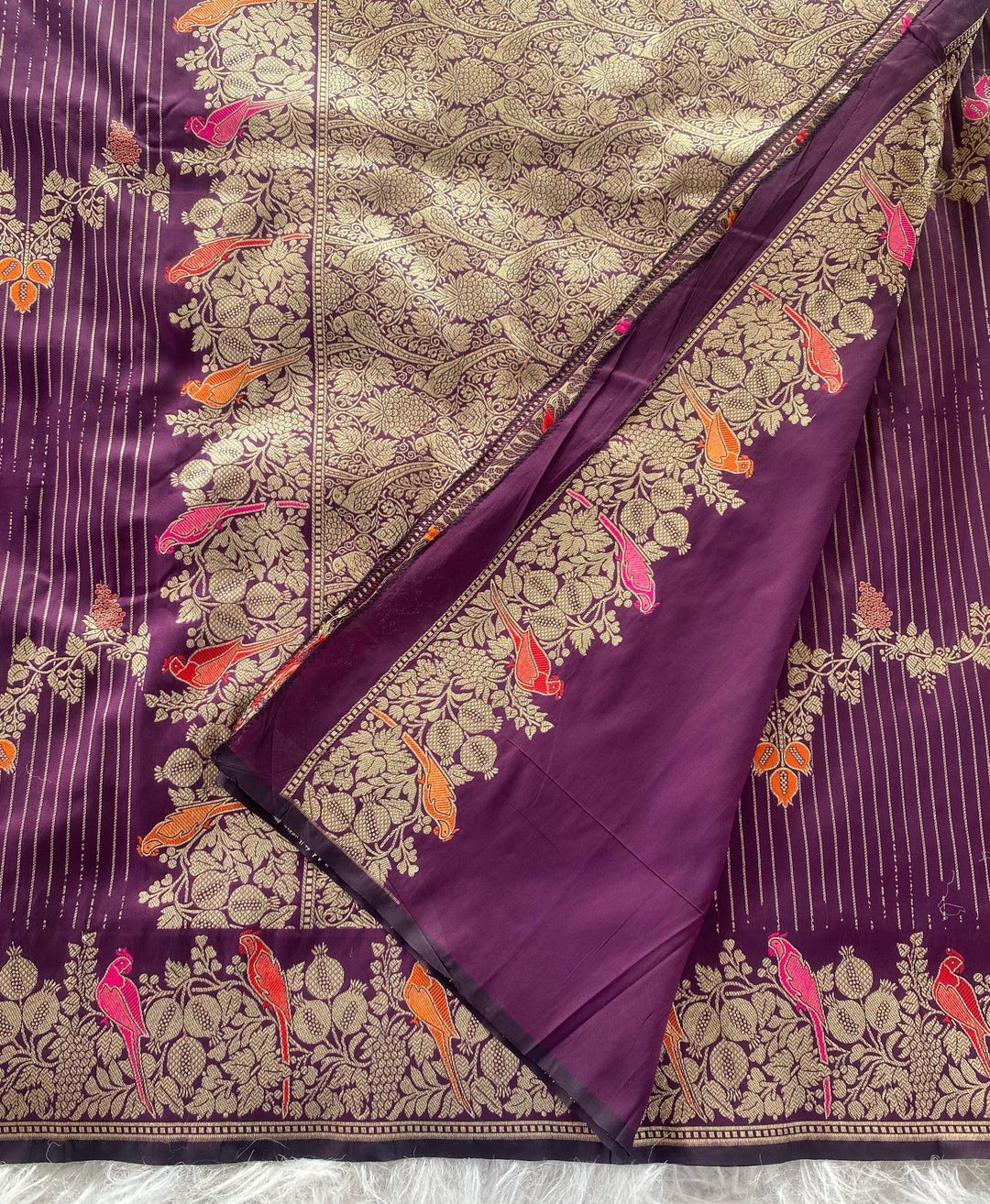 Little Talks Banarasi Mushru Satin  Silk Saree