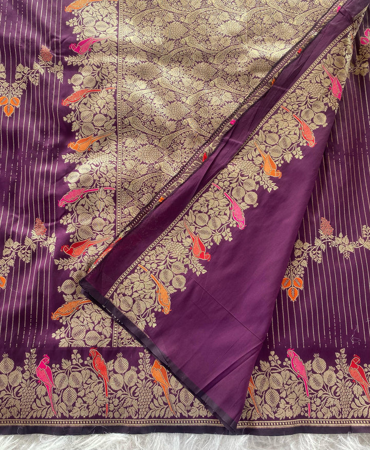 Little Talks Banarasi Mushru Satin  Silk Saree