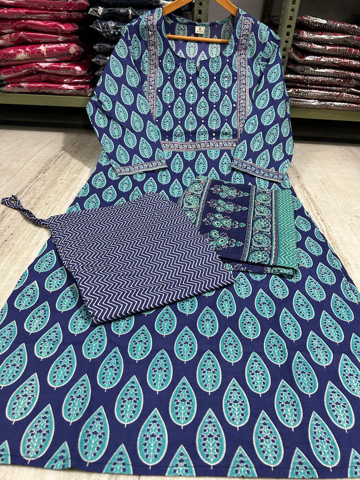 Ajrakh Print Cotton Kurti Set