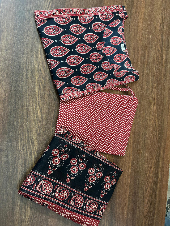 Ajrakh Print Cotton Kurti Set