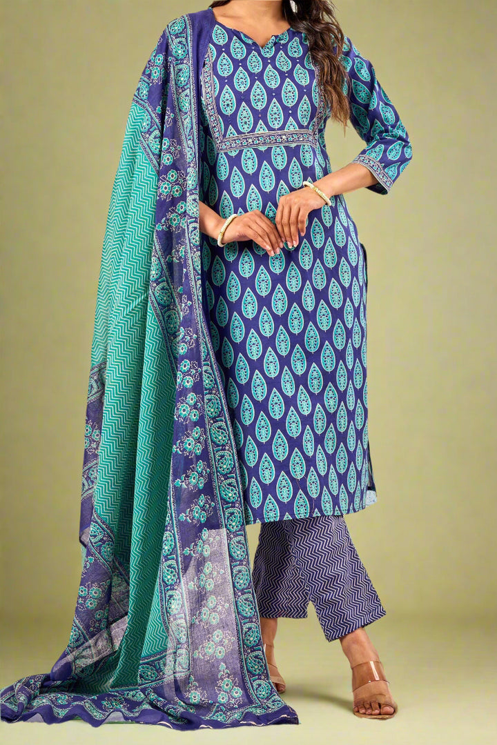 Ajrakh Print Cotton Kurti Set