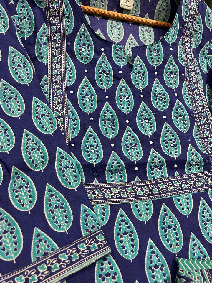 Ajrakh Print Cotton Kurti Set