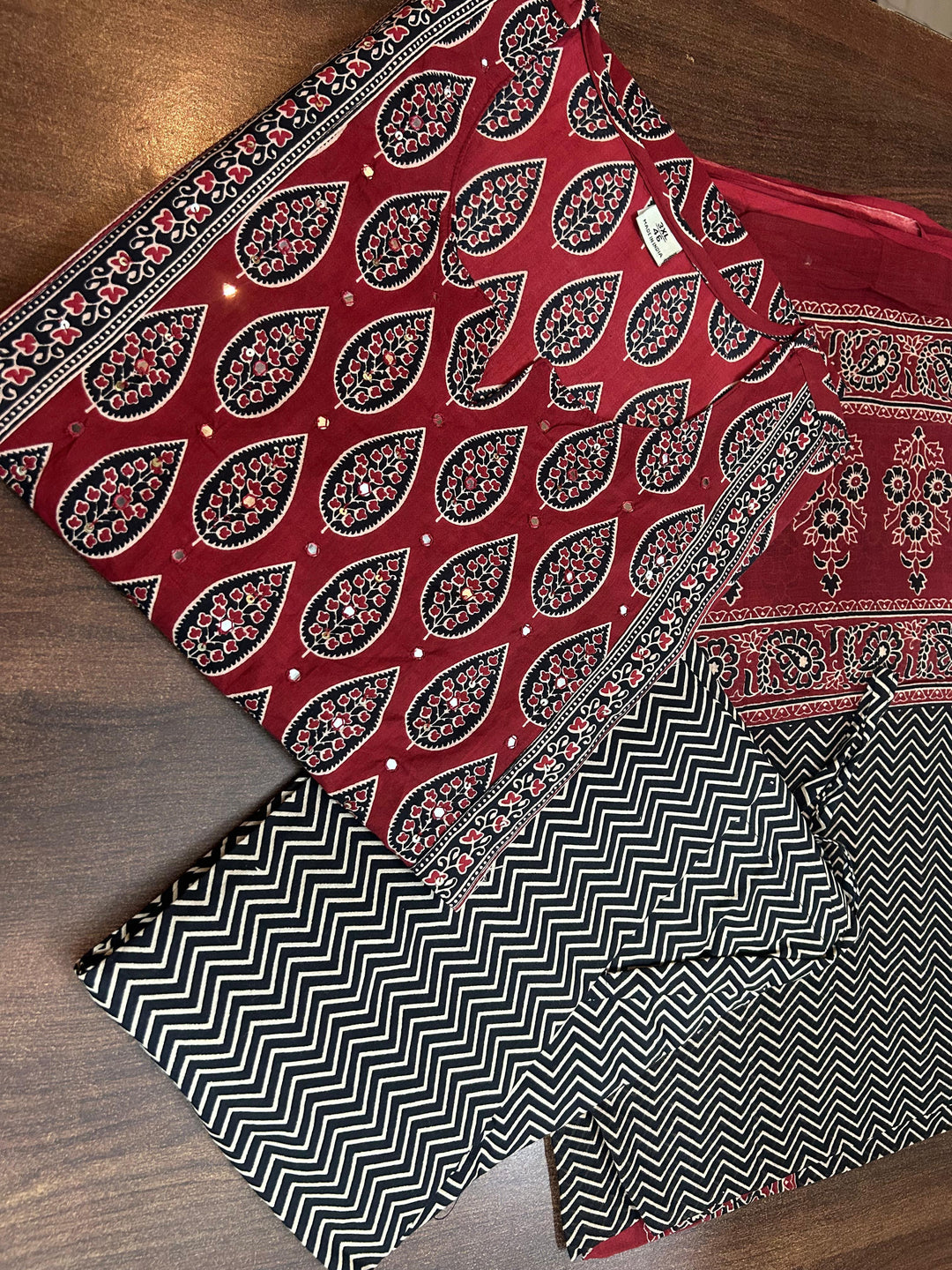 Ajrakh Print Cotton Kurti Set