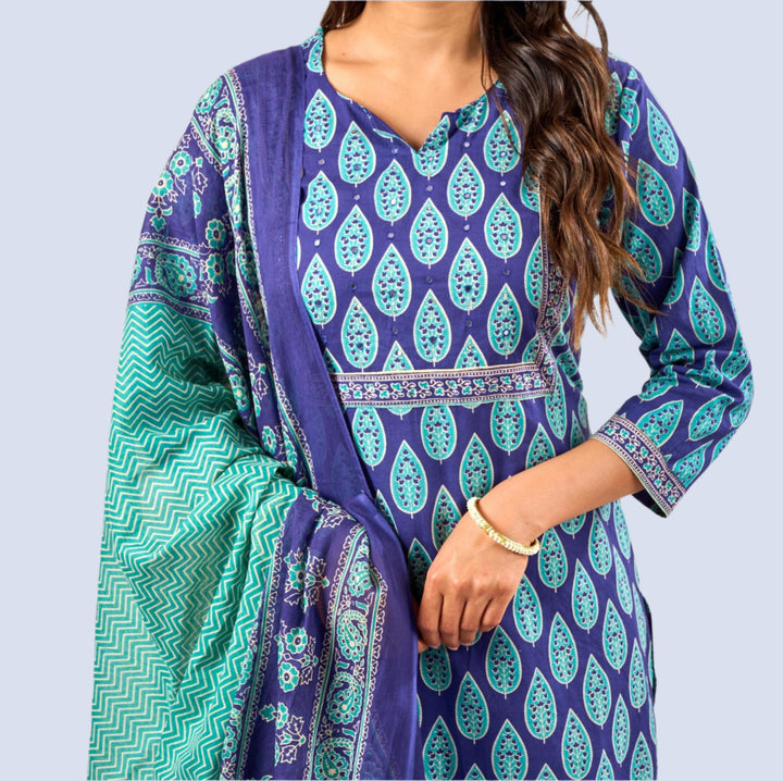 Ajrakh Print Cotton Kurti Set
