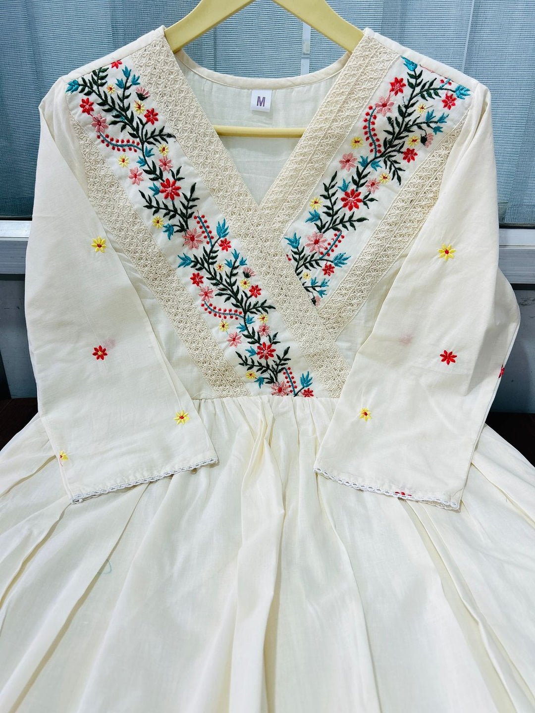 White Flower Cotton Dress