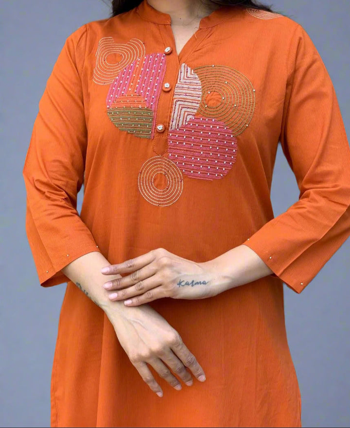 June's Script Cotton Kurti Set