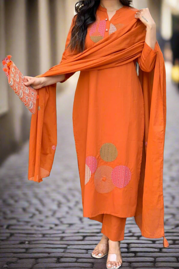 June's Script Cotton Kurti Set