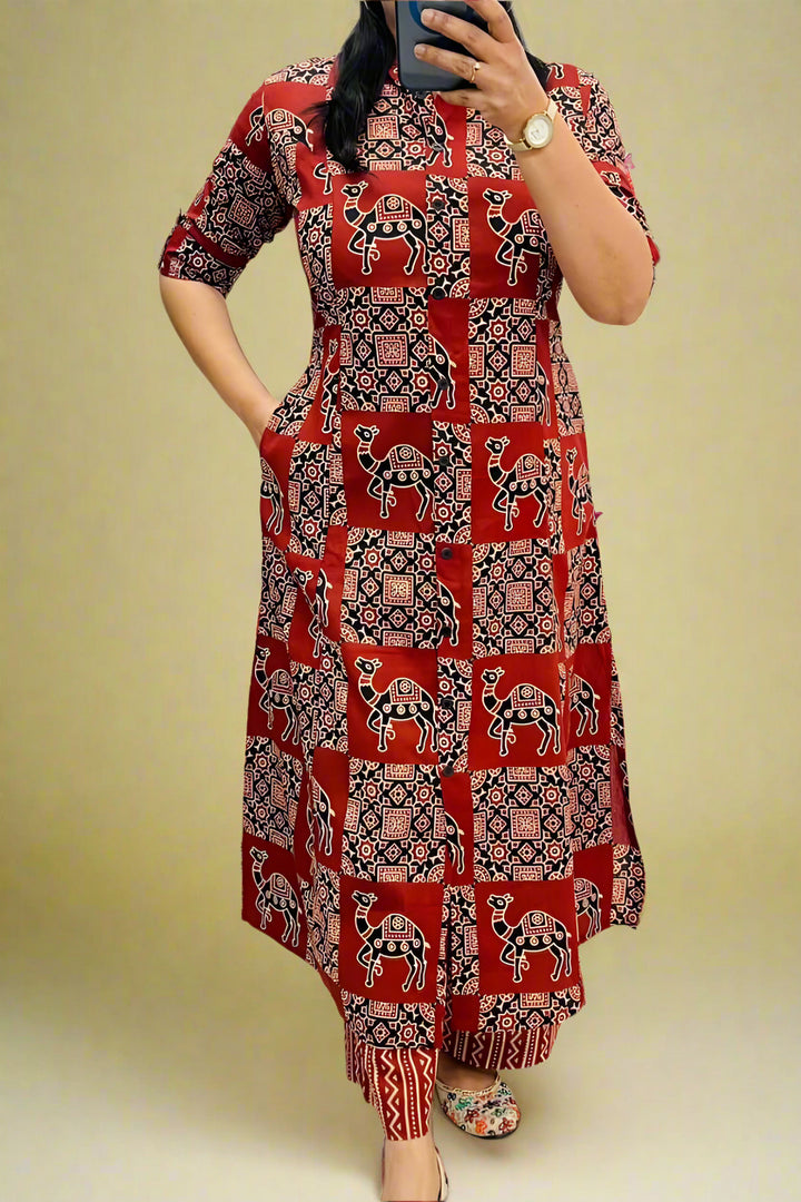 Dazzling Like A Star Cotton Kurti Set