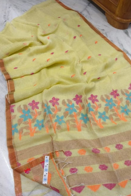 Meyebela Linen Jamdani Saree