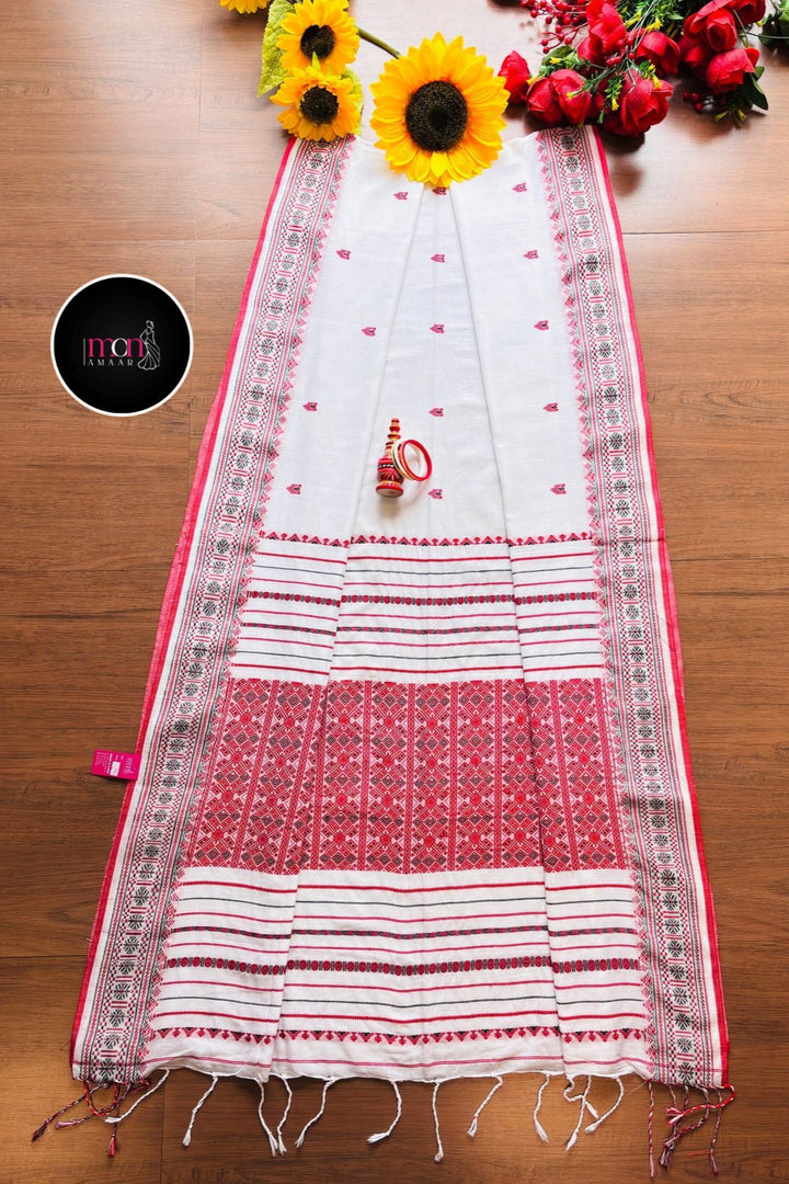 Assam Khadi Jamdani Cotton Saree