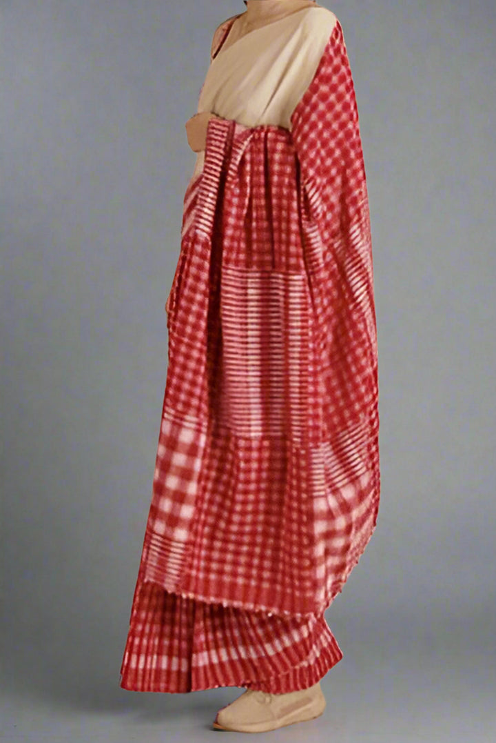 Ekaparna Khadi Cotton Saree(Kora Color)