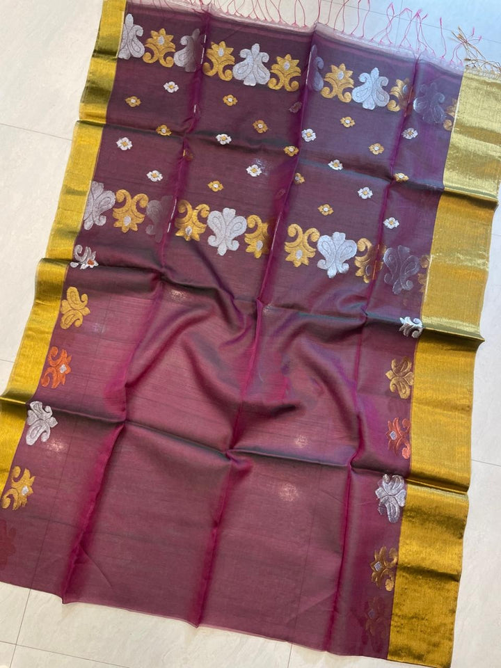 Pranjali Tant Muslin Jamdani Saree