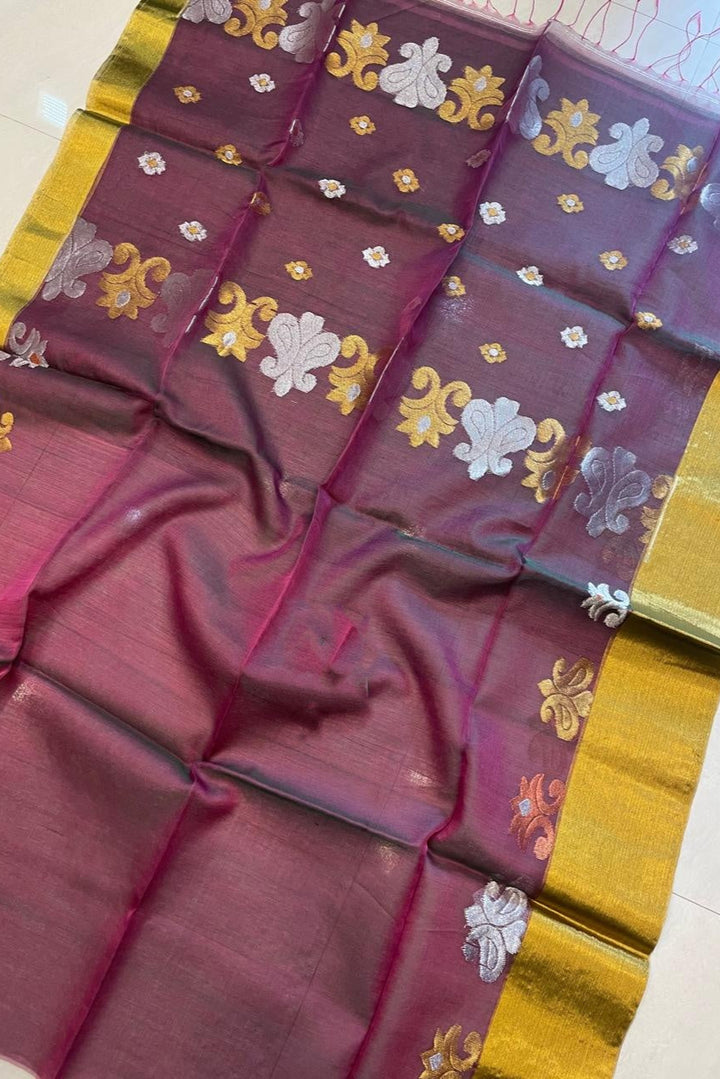 Pranjali Tant Muslin Jamdani Saree