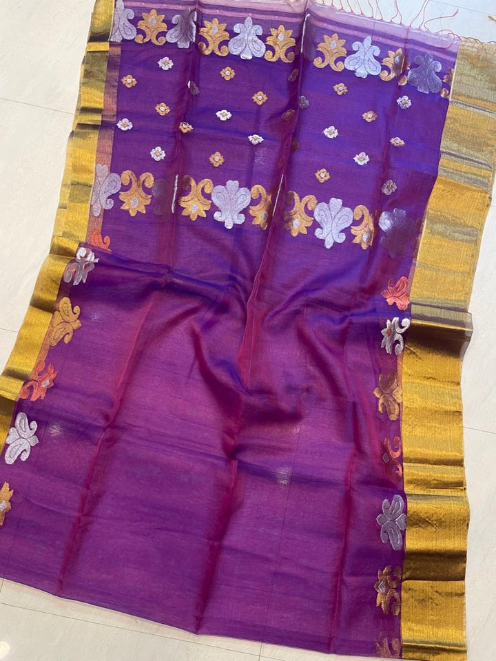 Pranjali Tant Muslin Jamdani Saree