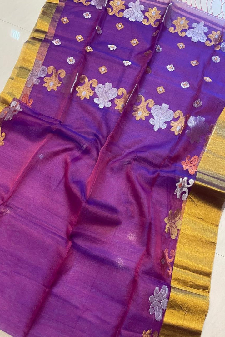 Pranjali Tant Muslin Jamdani Saree