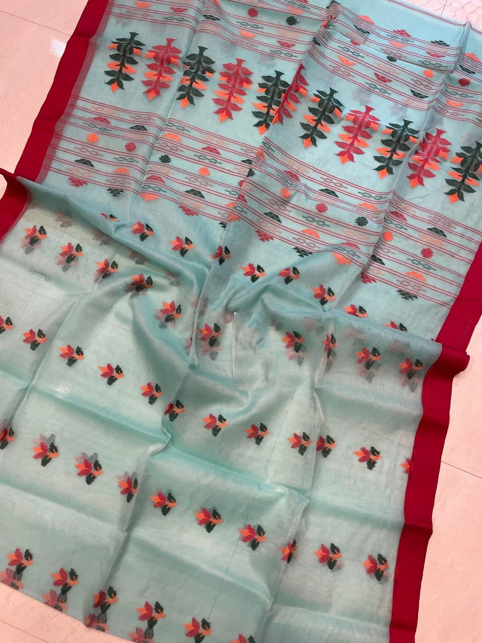 Vidi Tant Muslin Jamdani Saree