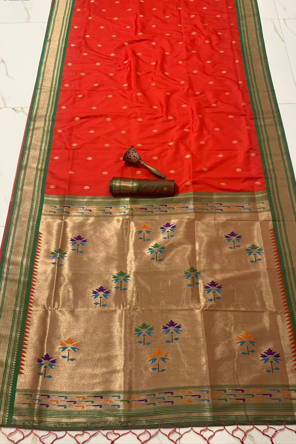 Beauty In The Ordinary Kanjivarum Paithani Red Silk Saree
