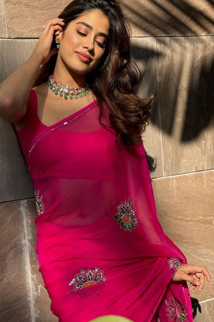 Janhvi Kapoor Inspired Georgette Silk Saree