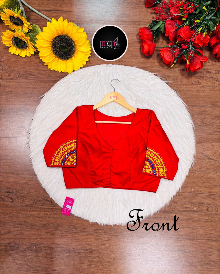 Crafted With Intricate Art Designer Gujrati Cotton Blouse