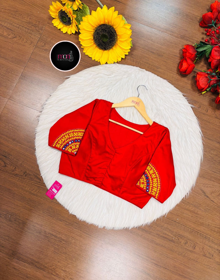 Crafted With Intricate Art Designer Gujrati Cotton Blouse