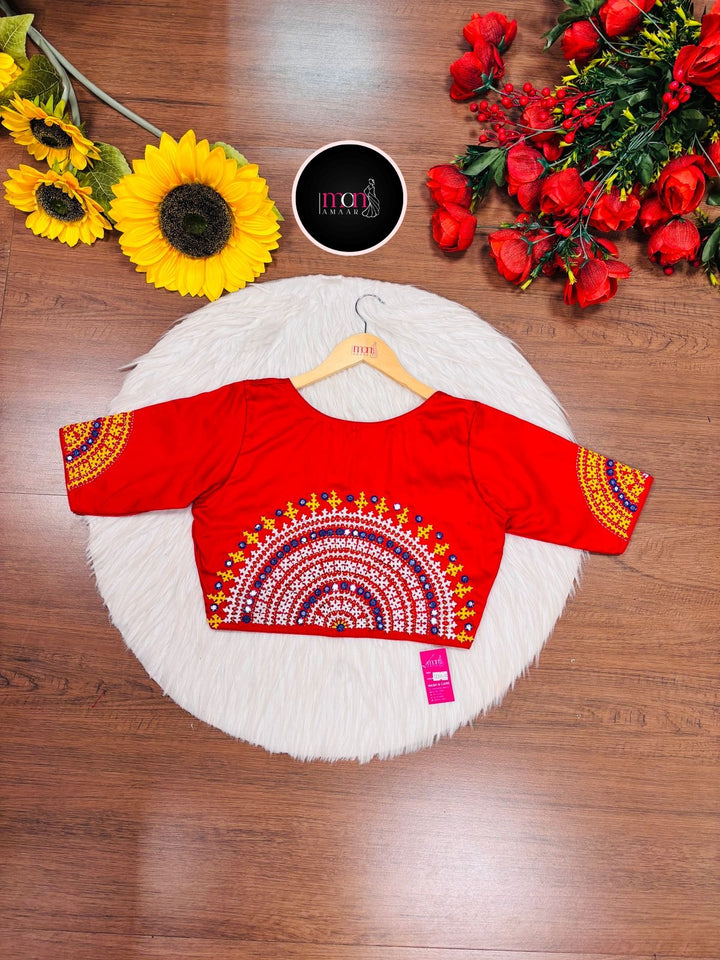 Crafted With Intricate Art Designer Gujrati Cotton Blouse