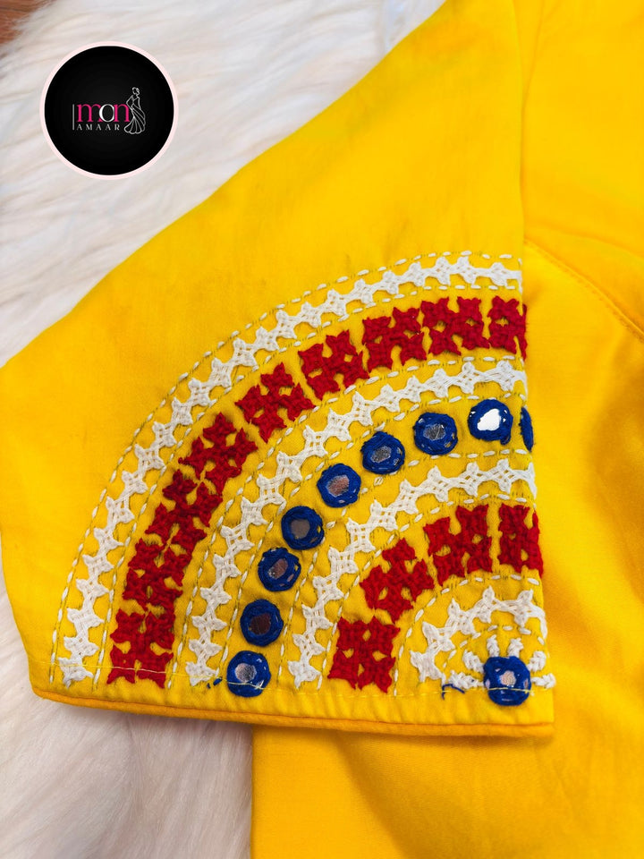 Crafted With Intricate Art Designer Gujrati Cotton Blouse
