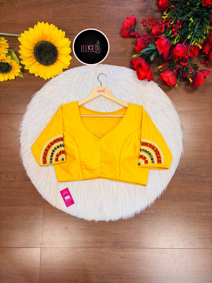 Crafted With Intricate Art Designer Gujrati Cotton Blouse