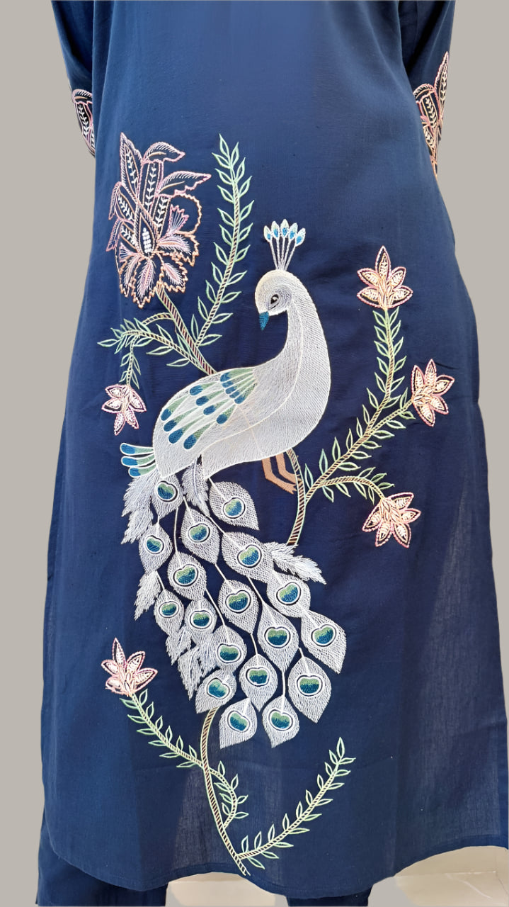 Cozzy Wishes Blue Cotton Kurti Set