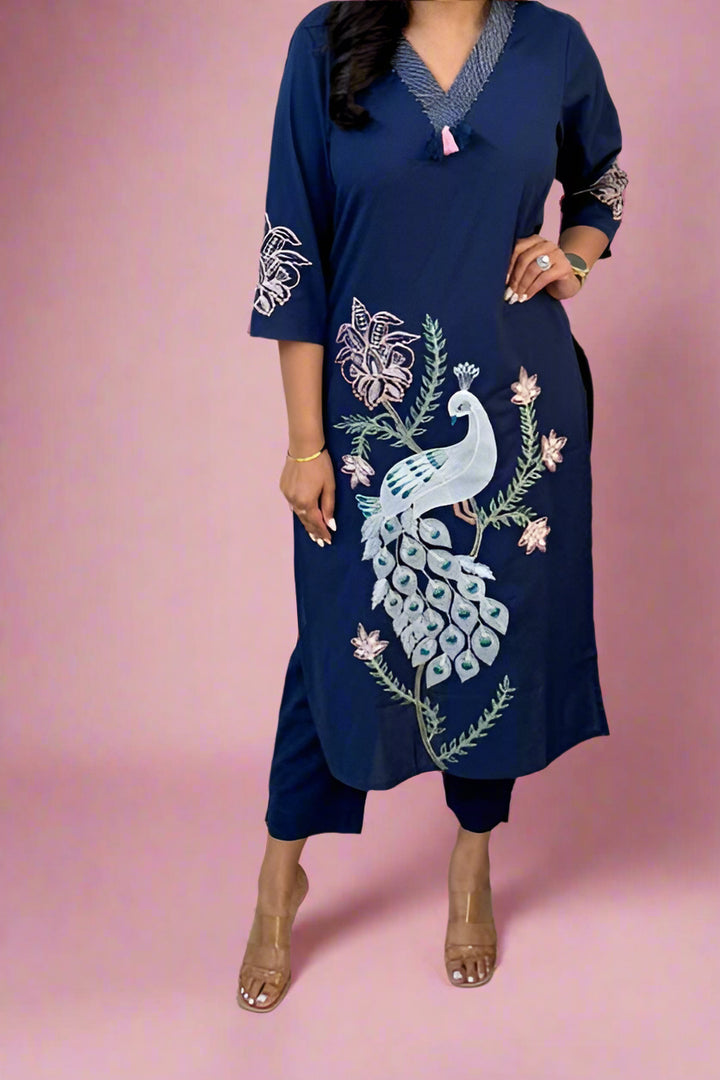 Cozzy Wishes Blue Cotton Kurti Set