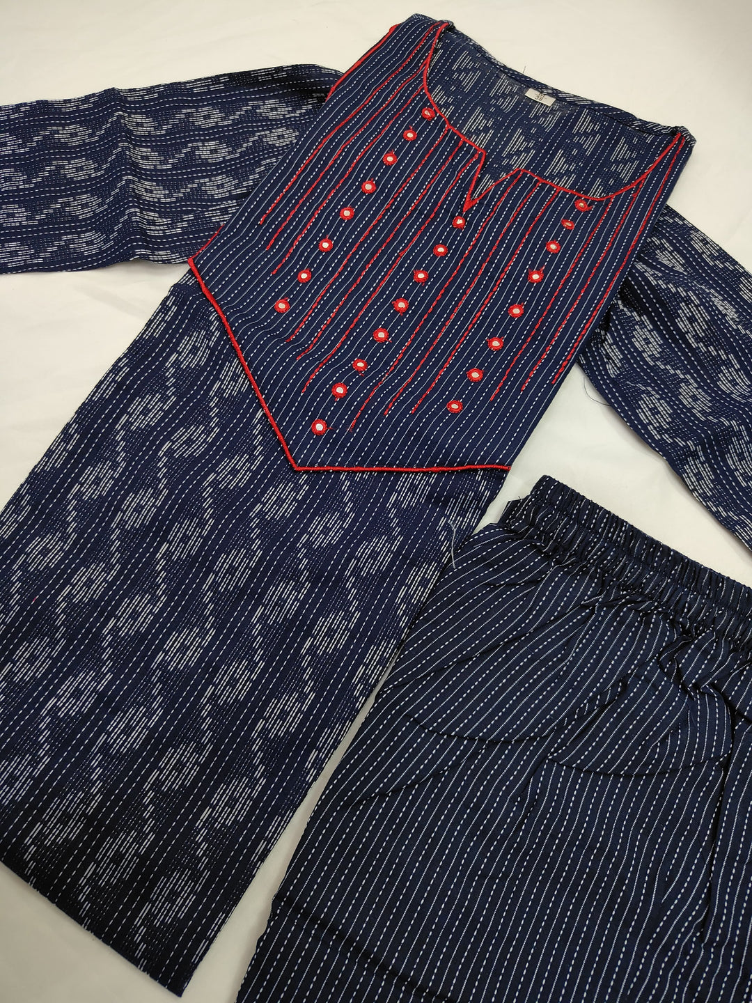 Blue League Cotton Kurti Set