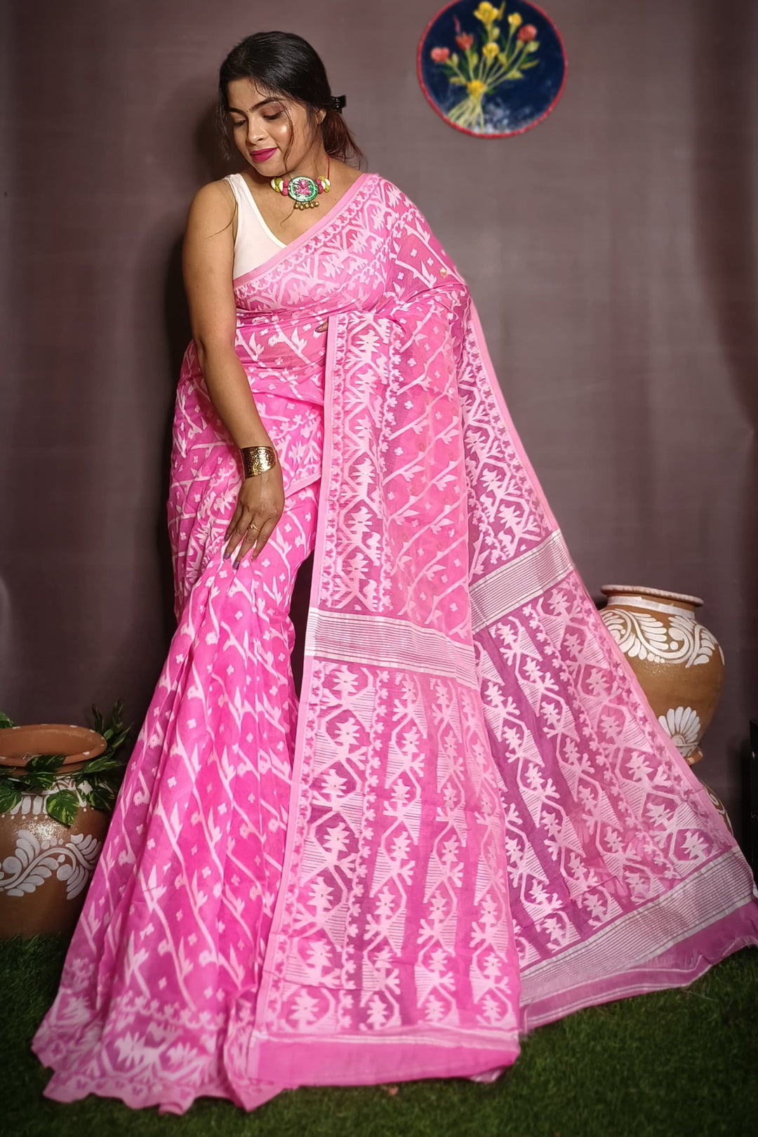 Amaro Porano Jaha Chay Dhakai Jamdani Saree
