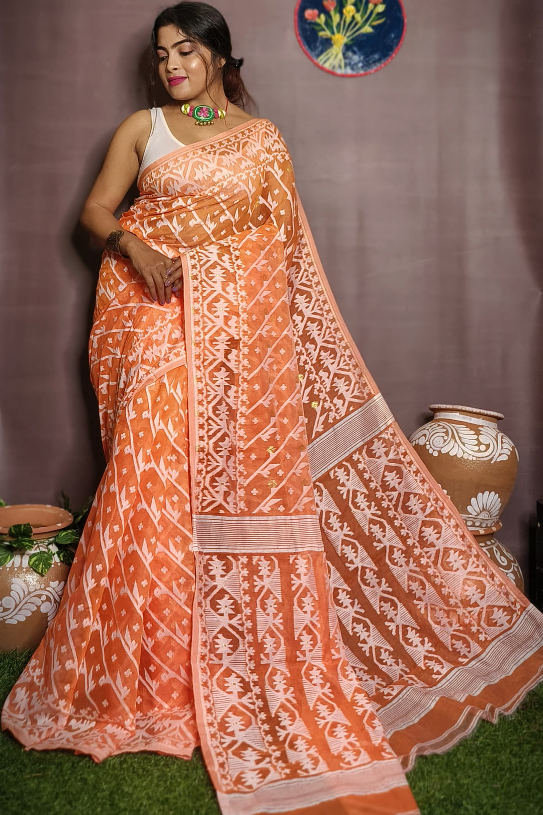 Amaro Porano Jaha Chay Dhakai Jamdani Saree