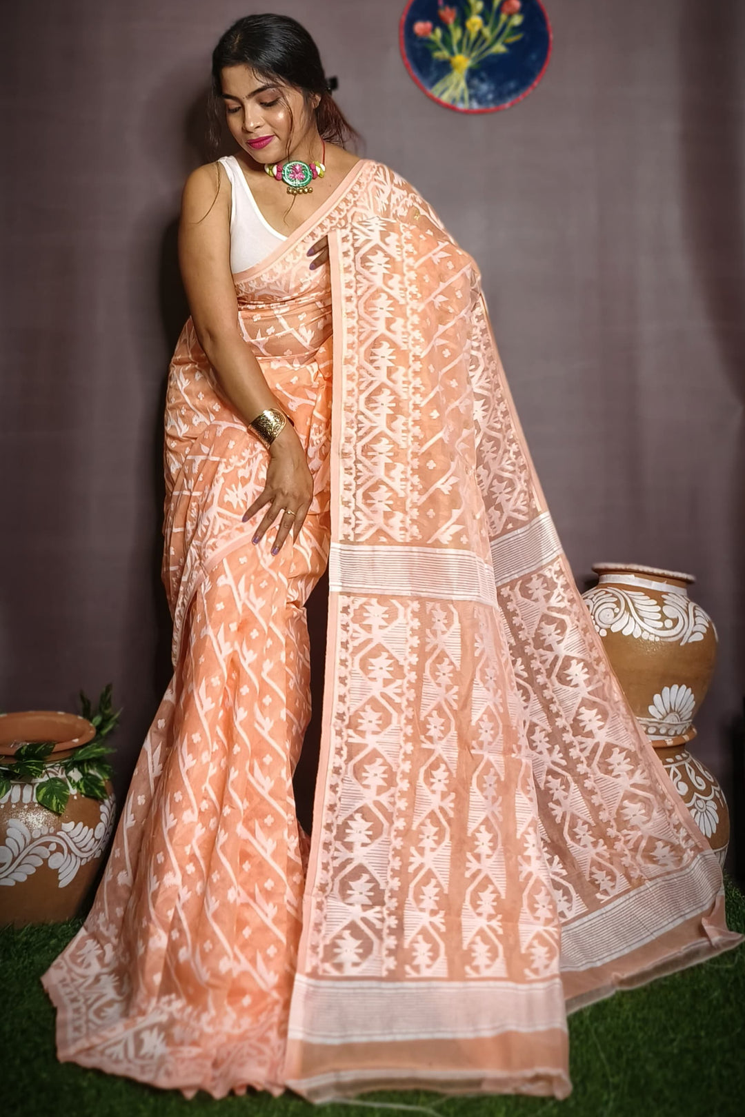Amaro Porano Jaha Chay Dhakai Jamdani Saree
