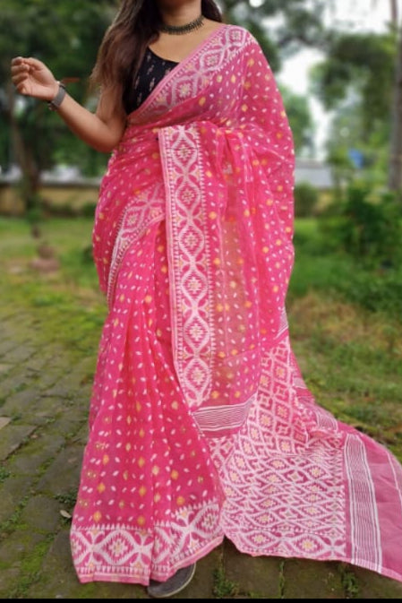 Tumi Robe Nirobe Dhakai Jamdani Saree