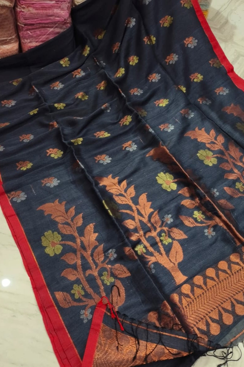 Arohini Cotton Linen Banarasi Saree