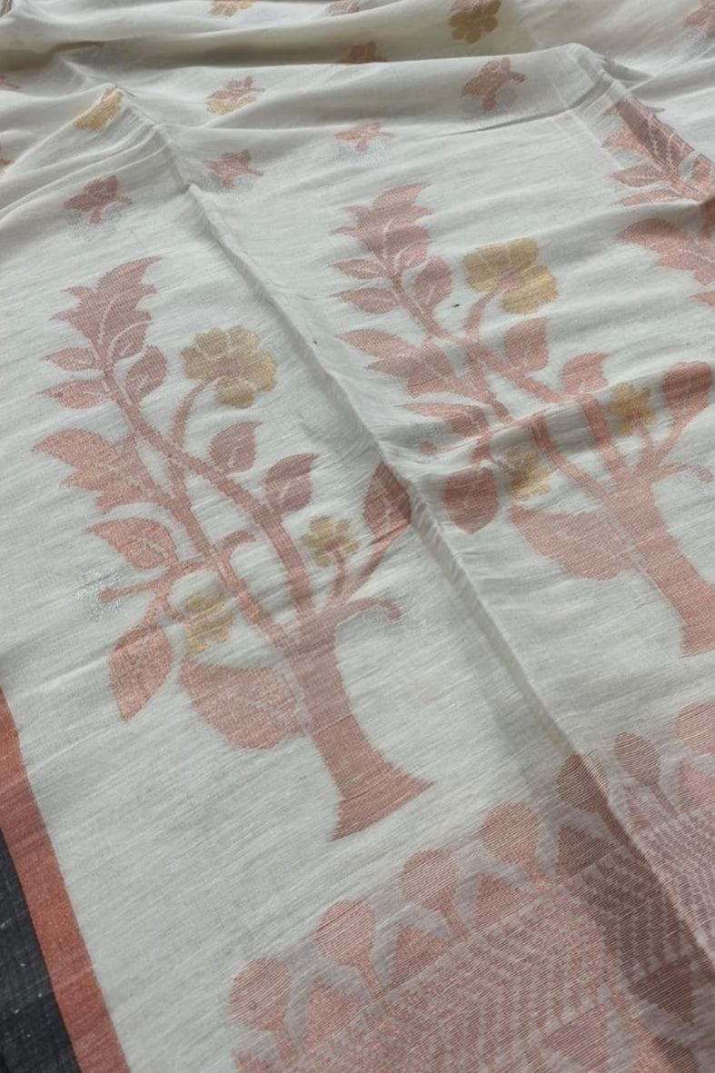 Arohini Cotton Linen Banarasi Saree