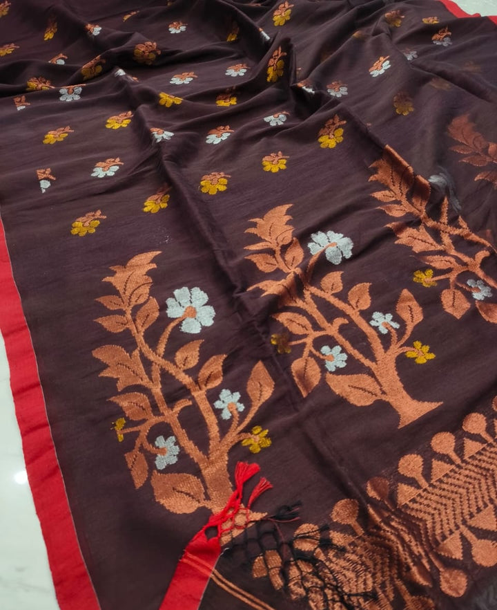 Arohini Cotton Linen Banarasi Saree