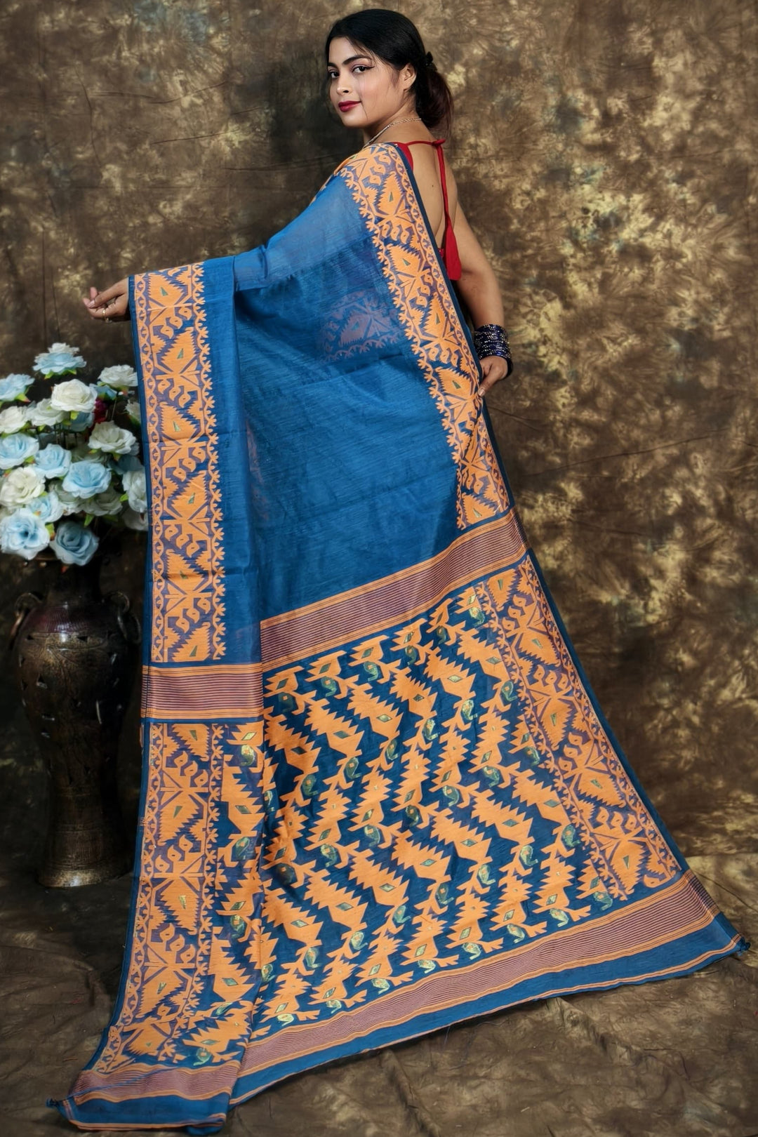 Holud Pakhi Dhakai Jamdani Saree