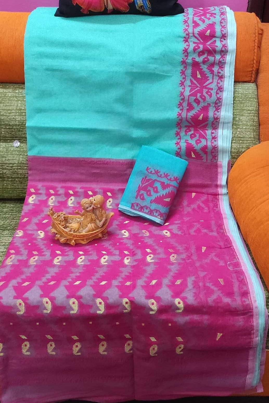 Holud Pakhi Dhakai Jamdani Saree