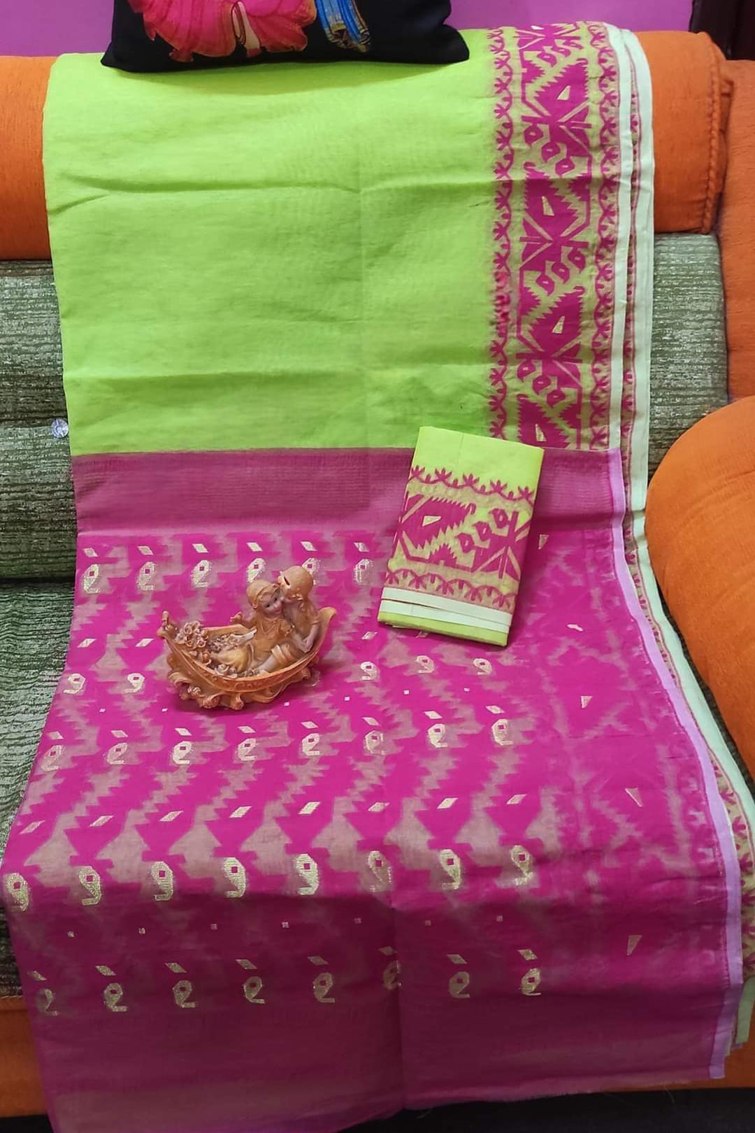 Holud Pakhi Dhakai Jamdani Saree
