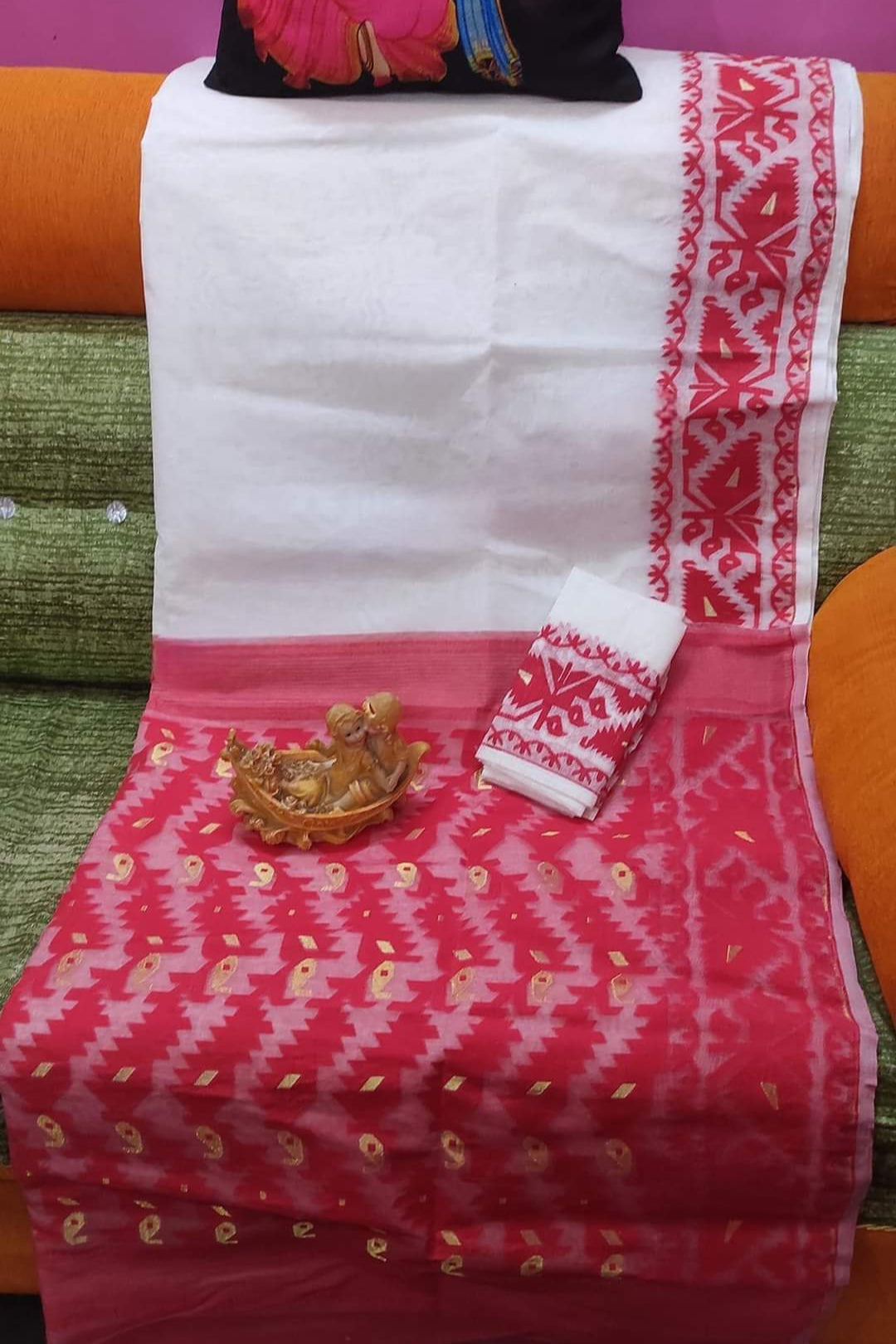 Holud Pakhi Dhakai Jamdani Saree