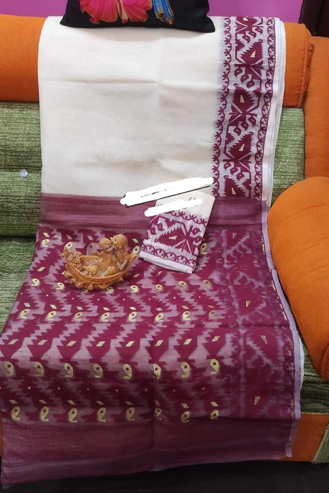 Holud Pakhi Dhakai Jamdani Saree