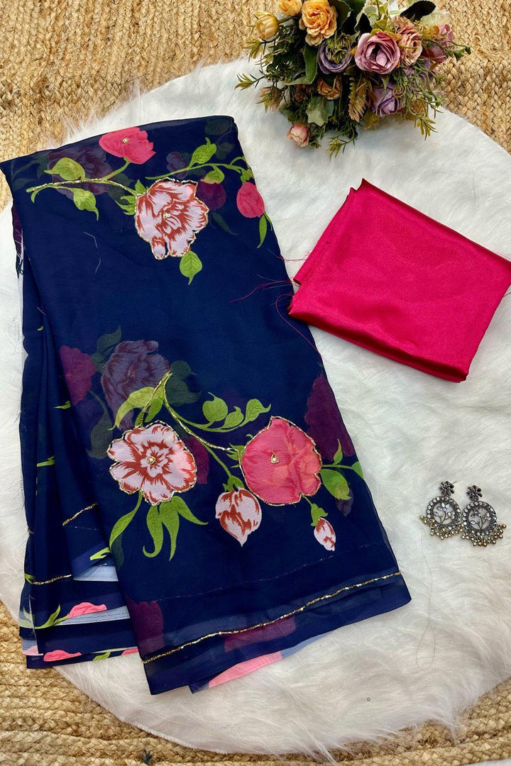 Be Belle Georgette Silk Saree