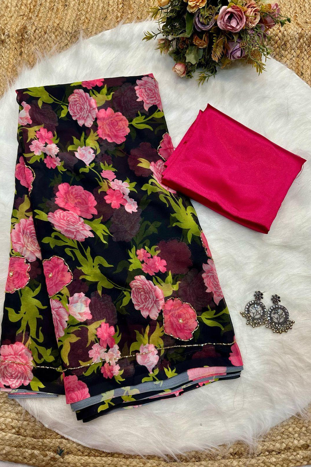 Be Belle Georgette Silk Saree